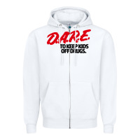 White d.a.r.e Zipper Hoodie - linhVisuals