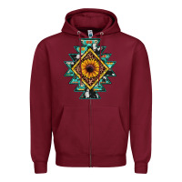 Burgundy aztec leopard sunflower Zipper Hoodie - JahusDesignShop