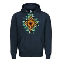 Navy aztec leopard sunflower Zipper Hoodie - JahusDesignShop