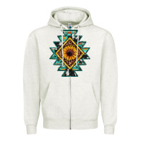 Oatmeal Heather aztec leopard sunflower Zipper Hoodie - JahusDesignShop