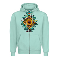 Seafoam aztec leopard sunflower Zipper Hoodie - JahusDesignShop