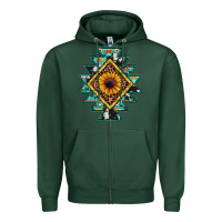 Sports Green aztec leopard sunflower Zipper Hoodie - JahusDesignShop