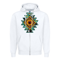 White aztec leopard sunflower Zipper Hoodie - JahusDesignShop