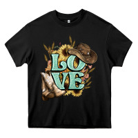 Black Love boots hat western Cowboy Heavy Core Tee - HowdyJamesFarm