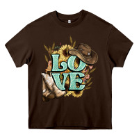 Chocolate Brown Love boots hat western Cowboy Heavy Core Tee - HowdyJamesFarm