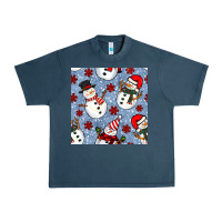 Midnight Navy christmas snowman seamless pattern Urban Heavy Tee - BundleAndBundleShop