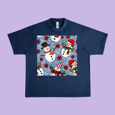 Christmas Snowman Seamless Pattern Urban Heavy Tee Designed By Bundleandbundleshop