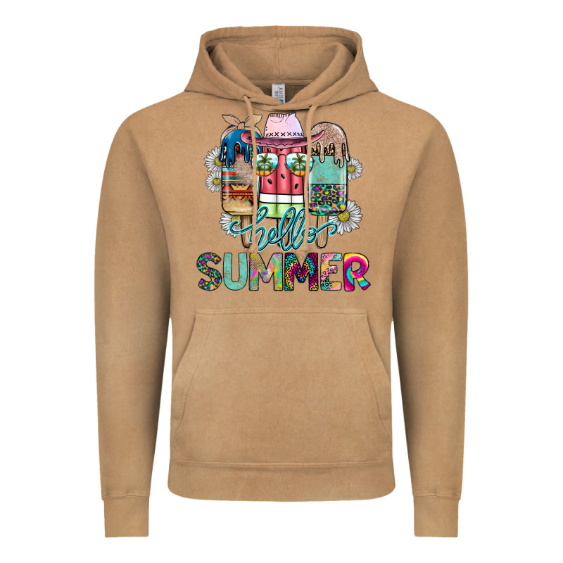 Hello Summer Vintage Hoodie by CowhideDigitalArt | Teevron