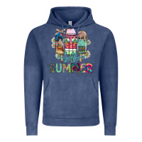 Vintage Denim Hello Summer Vintage Hoodie - CowhideDigitalArt