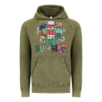 Vintage Olive Hello Summer Vintage Hoodie - CowhideDigitalArt