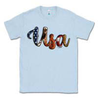 Dusty Blue usa calligraphy Classic Tee - Jasminsmagicworld