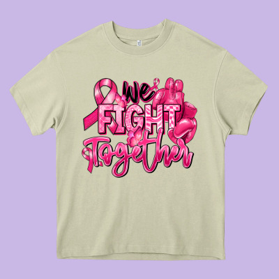 We Fight Together Breast Cancer Heavy Core Tee Designed By Ranaportraitstore