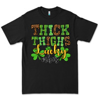 Black St. Patrick's Thick thighs lucky vibes Premium Tee - OliviaCreatesArt