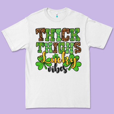 St. Patrick's Thick Thighs Lucky Vibes Premium Tee Designed By Oliviacreatesart