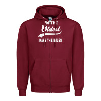 Burgundy im the oldest i make the rules siblings family Zipper Hoodie - linhVisuals