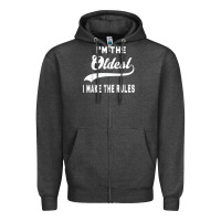 Charcoal Heather im the oldest i make the rules siblings family Zipper Hoodie - linhVisuals
