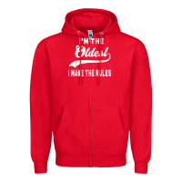 Red im the oldest i make the rules siblings family Zipper Hoodie - linhVisuals