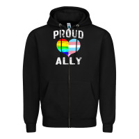 Black proud ally lgbt rainbow heart gay pride month Zipper Hoodie - linhVisuals