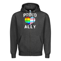Charcoal Heather proud ally lgbt rainbow heart gay pride month Zipper Hoodie - linhVisuals