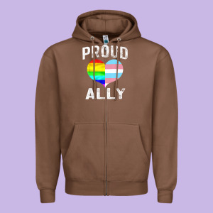 Proud Ally Lgbt Rainbow Heart Gay Pride Month Zipper Hoodie Designed By Linhvisuals