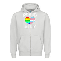 Dove Grey proud ally lgbt rainbow heart gay pride month Zipper Hoodie - linhVisuals