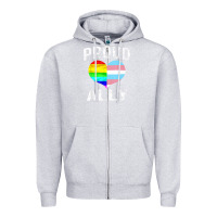 Heather Grey proud ally lgbt rainbow heart gay pride month Zipper Hoodie - linhVisuals