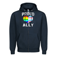 Navy proud ally lgbt rainbow heart gay pride month Zipper Hoodie - linhVisuals