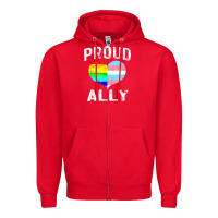Red proud ally lgbt rainbow heart gay pride month Zipper Hoodie - linhVisuals