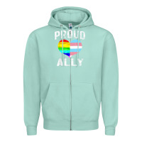 Seafoam proud ally lgbt rainbow heart gay pride month Zipper Hoodie - linhVisuals