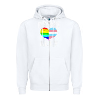 White proud ally lgbt rainbow heart gay pride month Zipper Hoodie - linhVisuals