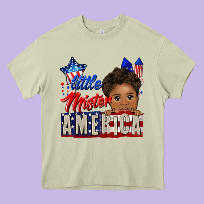 Little Mister America Black Boy Heavy Core Tee Designed By Cowgirlartshop