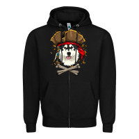 Black alaskan malamute pirate dog halloween Zipper Hoodie - linhVisuals