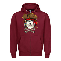 Burgundy alaskan malamute pirate dog halloween Zipper Hoodie - linhVisuals