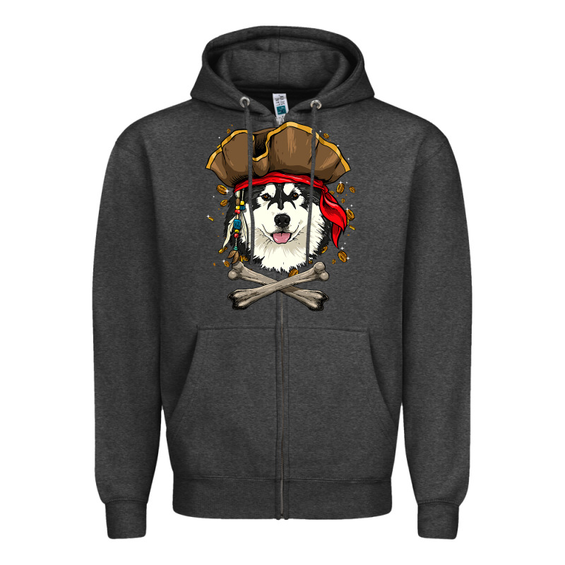 Alaskan Malamute Pirate Dog Halloween Zipper Hoodie by linhVisuals | Teevron