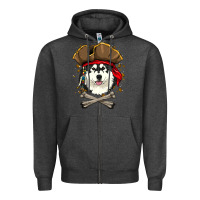 Charcoal Heather alaskan malamute pirate dog halloween Zipper Hoodie - linhVisuals
