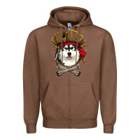Chestnut alaskan malamute pirate dog halloween Zipper Hoodie - linhVisuals