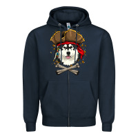 Navy alaskan malamute pirate dog halloween Zipper Hoodie - linhVisuals
