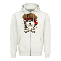 Oatmeal Heather alaskan malamute pirate dog halloween Zipper Hoodie - linhVisuals