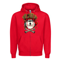 Red alaskan malamute pirate dog halloween Zipper Hoodie - linhVisuals