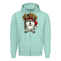 Seafoam alaskan malamute pirate dog halloween Zipper Hoodie - linhVisuals