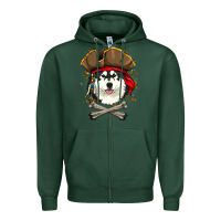 Sports Green alaskan malamute pirate dog halloween Zipper Hoodie - linhVisuals