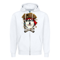 White alaskan malamute pirate dog halloween Zipper Hoodie - linhVisuals