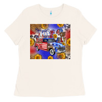 Bone Fourth Of July Sunflowers Truck Ladies Tee - FaDigitalArtStudio