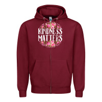 Burgundy kindness matters flowers Zipper Hoodie - linhVisuals