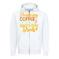 White drinking coffee watching birds funny Zipper Hoodie - linhVisuals