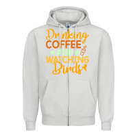 Dove Grey drinking coffee watching birds funny Zipper Hoodie - linhVisuals