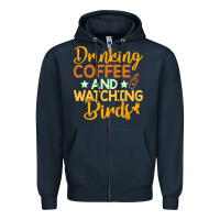 Navy drinking coffee watching birds funny Zipper Hoodie - linhVisuals