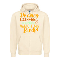 Sandshell drinking coffee watching birds funny Zipper Hoodie - linhVisuals