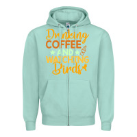 Seafoam drinking coffee watching birds funny Zipper Hoodie - linhVisuals