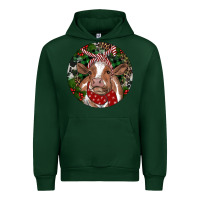 Forest Green Brown Cow Christmas Urban Hoodie - RanaPortraitStore